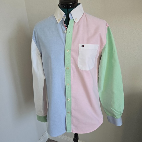 Tommy Hilfiger Other - Tommy Hilfiger Mens Colorblock Button Up Shirt Sz Large Long Sleeves Preppy